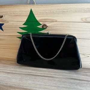 Vintage 50’s/60’s Harry Levine Sleek Black Clutch with Chain Patent Leather